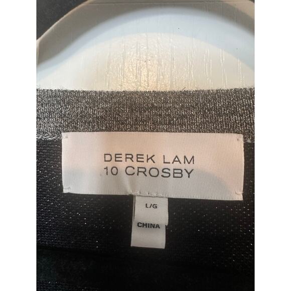 Derek Lam Crosby Sweater Large Striped Long Sleeve Crewneck Metallic Gray Silver - Picture 6 of 10